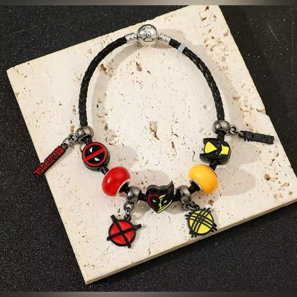 Marvel Jewelry - 925 Sterling Silver Plated Marvel Deadpool & Wolverine Loaded Charm Bracelet